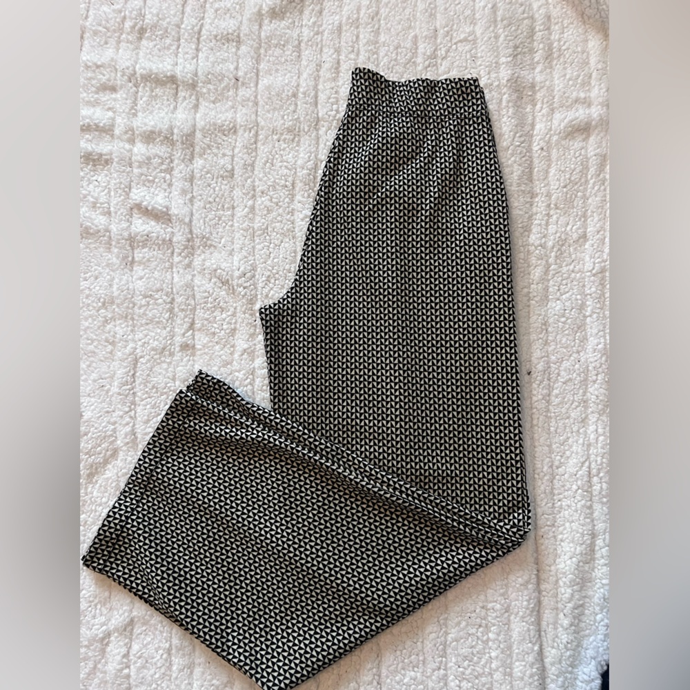 Wide Leg Patterned Black & Tan Trousers